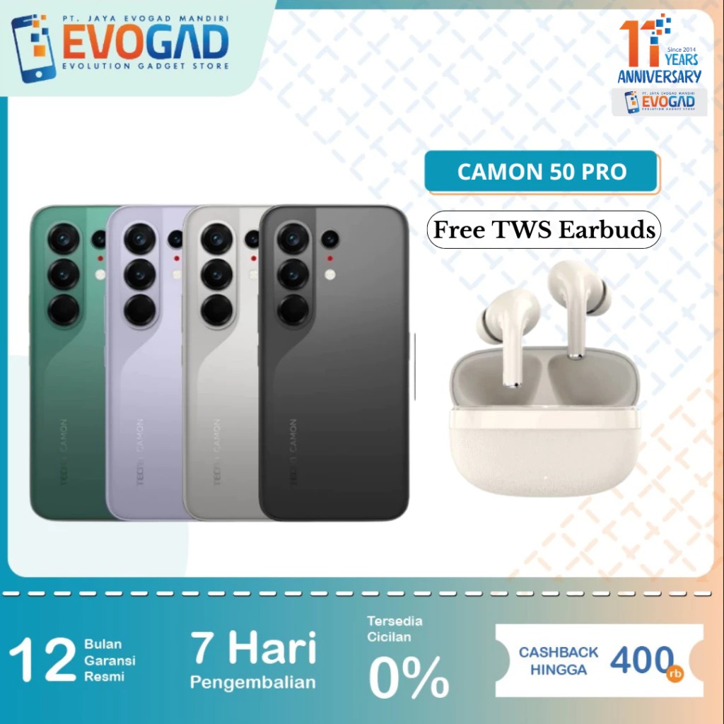 Tecno Camon 50 Pro 5G Garansi Resmi 1 Tahun